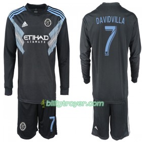 Billige Fotballdrakter New York City DAVIDVILLA 7 Barn Bortedraktsett 2018/19 Langermet